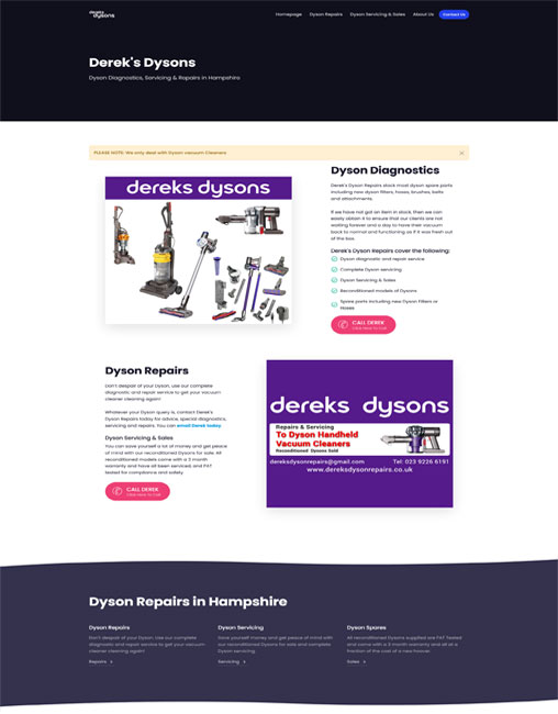 Dysons Repairs Website